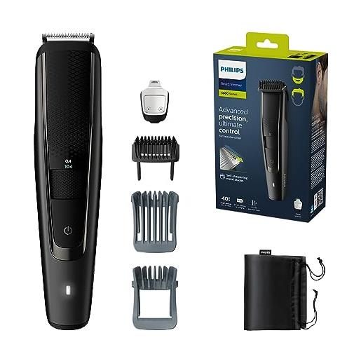 Philips beard trimmer series 5000 - regolabarba elettrico con pettini per barba e capelli, sistema lift&trim pro, 40 lunghezze di taglio, 90 min di uso cordless e 1 ora di ricarica