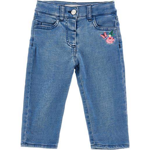 Monnalisa pantaloni denim ricamato con galette