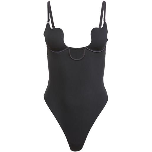 Fleur Du Mal body le stretch micro con scollo a u - nero