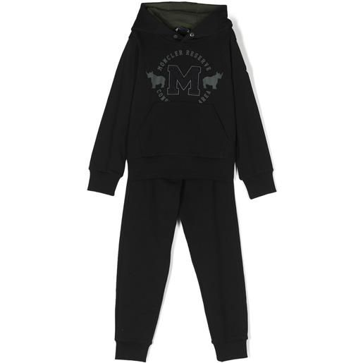 Moncler Enfant tuta sportiva con applicazione - nero