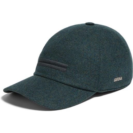 Zegna cappello da baseball oasi mélange in cashmere - verde
