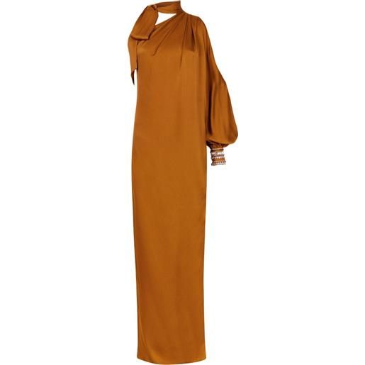 Temperley London abito da sera adalina monospalla con cristalli - marrone