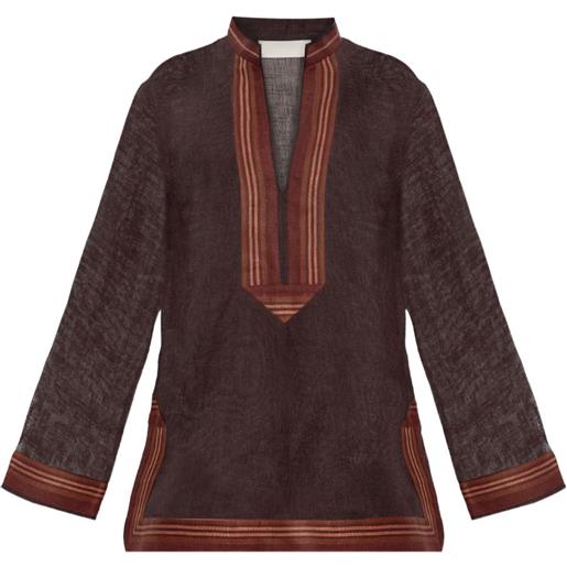 Tory Burch blusa con dettaglio a righe - marrone