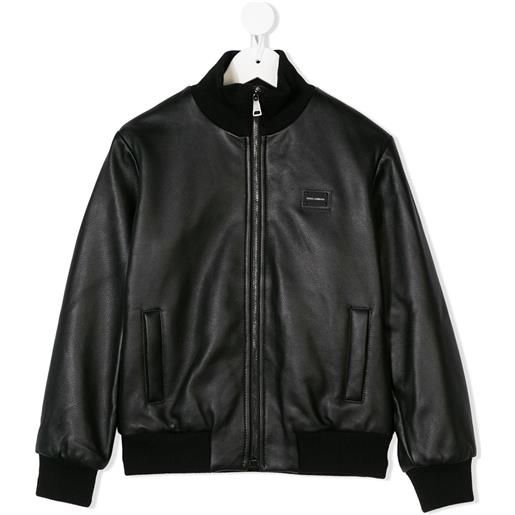 Dolce & Gabbana Kids bomber in pelle - nero