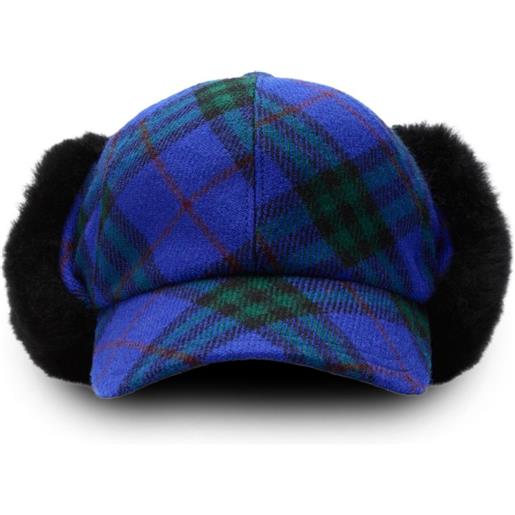 Burberry cappello da baseball in lana a quadri - blu
