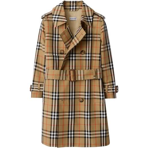 Burberry Kids trench doppiopetto a quadri - toni neutri
