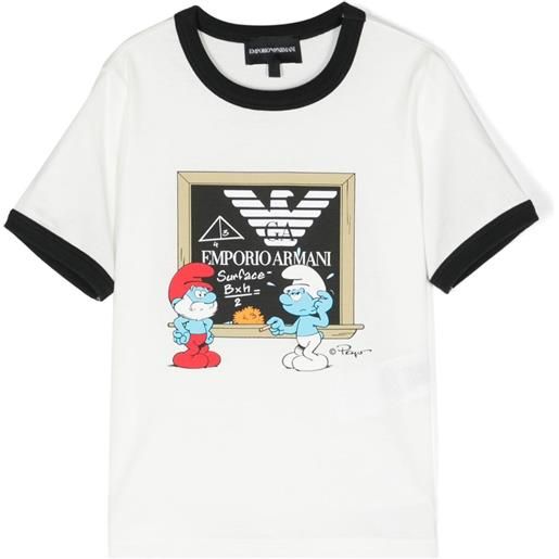 Emporio Armani Kids t-shirt con stampa x smurfs - bianco