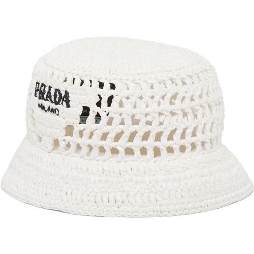 Prada cappello bucket con logo - bianco
