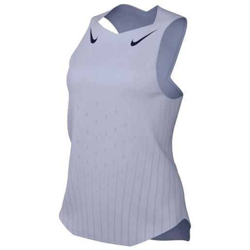 Nike aeroswift fn2504-057 - canottiera da corsa da donna, con tecnologia dri-fit adv, fantasma/blue void, taglia s