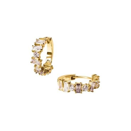VIKI LYNN Orecchini A Cerchio In Argento 925 Placcato Oro 18kt Con Zirconia Cubica - Diametro 1 Cm, Confezione Regalo
