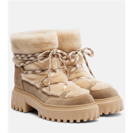 Hogan stivaletti in shearling e suede