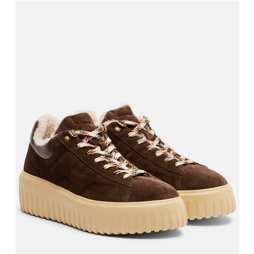 Hogan sneakers h-stripes in suede con plateau