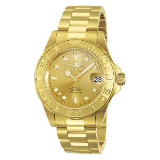 Invicta Pro Diver 46045 Orologio Uomo - Cassa 45mm Acciaio, Quadrante Oro, Movimento Quarzo, Impermeabile 5 Bar