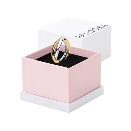 PANDORA essence anelli intrecciati in argento sterling e placcati in oro 14k, 52