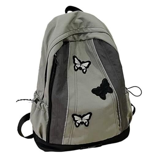 Joygoodta zaino grunge zaino farfalla gotico leggero con tasca laterale 14.2x7.1x19.3 in borsa da scuola per ragazzi
