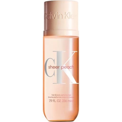 Calvin Klein sheer peach hair & body perfume mist 236ml - profumo fruttato e leggero per corpo e capelli