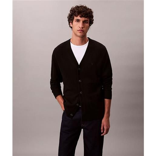 Calvin klein cardigan in lana merino nero uomo