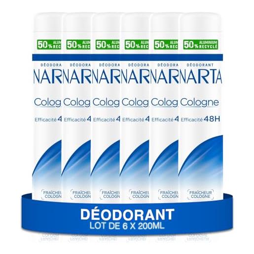 Narta - deodorante da donna - colonia spray freschezza efficienza 48 ore - set di 6 x 200 ml