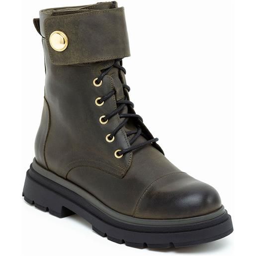 Galieti anfibi in pelle con fascia con velcro e suola biker 4,5 cm