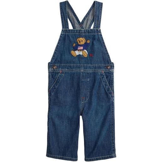 POLO RALPH LAUREN KIDS salopette con ricamo polo bear - blu