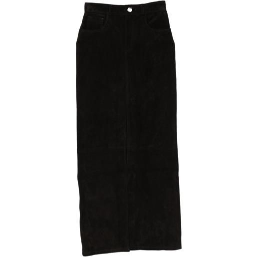 ducie gonna lunga chicago in pelle scamosciata - nero
