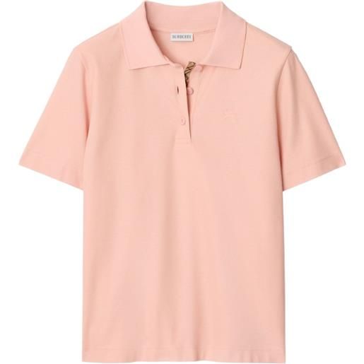 Burberry polo con dettaglio a quadri - rosa