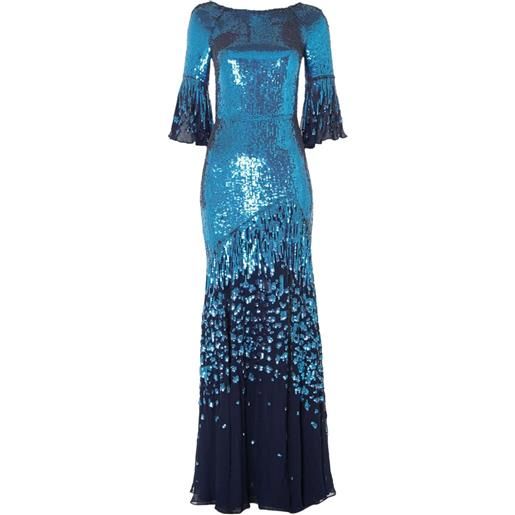 Temperley London abito da sera con paillettes - blu