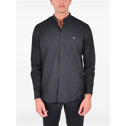 Emporio Armani camicia con colletto alla coreana - nero
