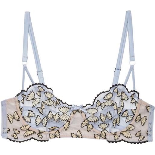 Fleur Du Mal reggiseno a balconcino farfalle con ricamo - blu