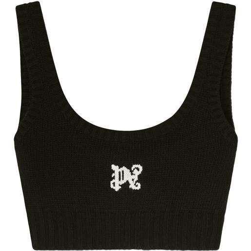 Palm Angels top corto con intarsio - nero