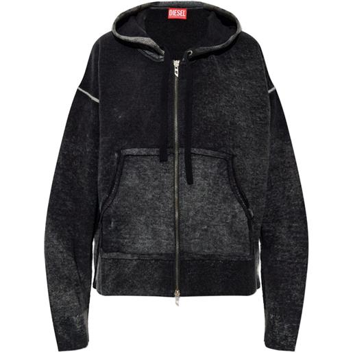 Diesel felpa m-hermine con cappuccio - nero