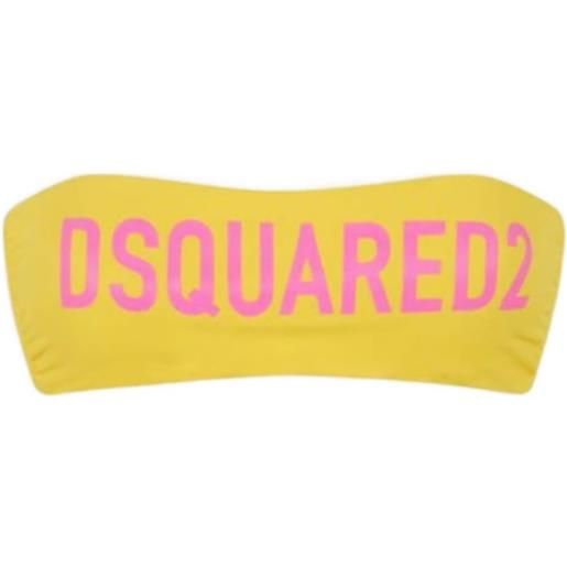 DSQUARED2 top bikini a fascia con logo - giallo