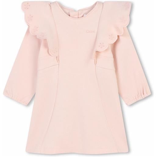 Chloé Kids abito con ricamo a fiori - rosa