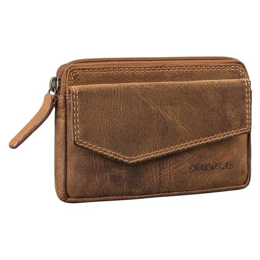 STILORD 'cruz' porta-chiavi pelle rfid per uomo e donna portachiavi moto cuoio organizer chiavi porta-carte vintage, colore: bergamo - marrone
