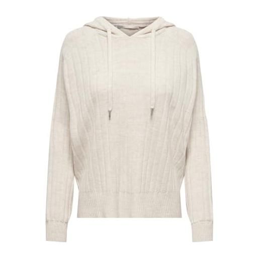 ONLY onlnew tessa ls hood detail pul noos knt felpa con cappuccio da donna, pumice stone/dettagli: w. Melange, s