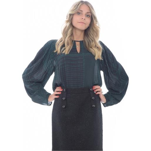 Twinset Milano blusa donna fantasia check verde 44