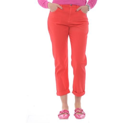 Berna jeans donna in gabardina mom fit rosso 40