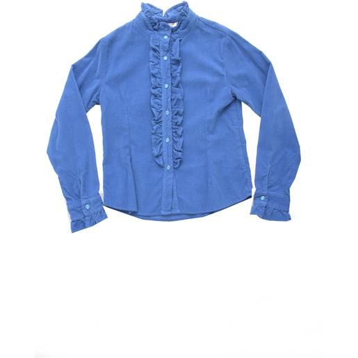 Please camicia bambina con rouches bluette 8a, 12a, 16a