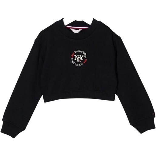 Tommy Hilfiger felpa bambina crop con monogramma blu 10a