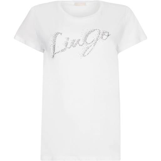 Liu Jo t shirt donna con logo strass bianco s, m, l