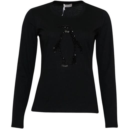 Liu Jo t shirt donna maniche lunghe penguin nero xs, s, m, l
