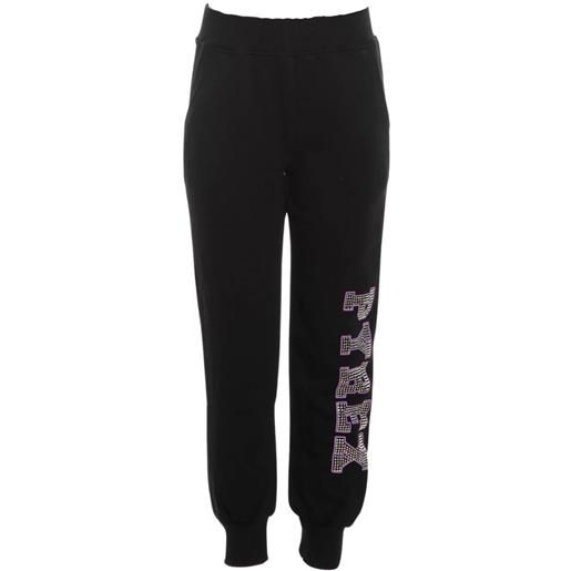 Pyrex pantalone bambina con logo in strass nero 10a