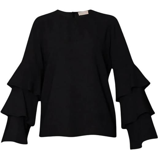 Liu Jo blusa donna con balze nero 40