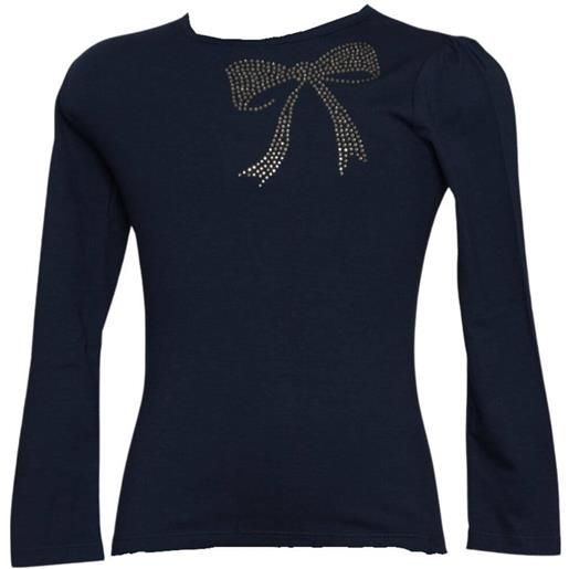 Tartine et Chocolat t-shirt bambina con strass blu navy 5a