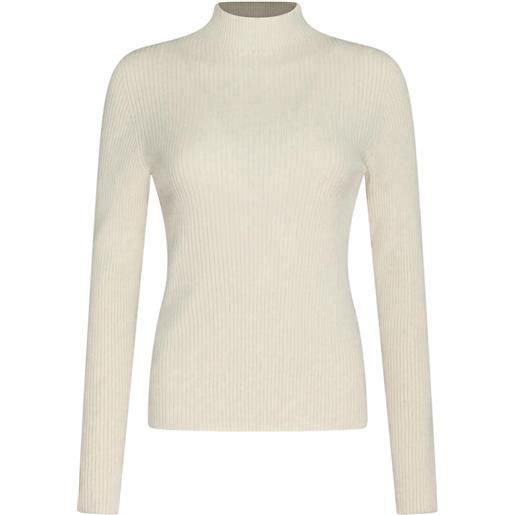 Liu Jo twinset lupetto donna a costine in lana rasata bianco m