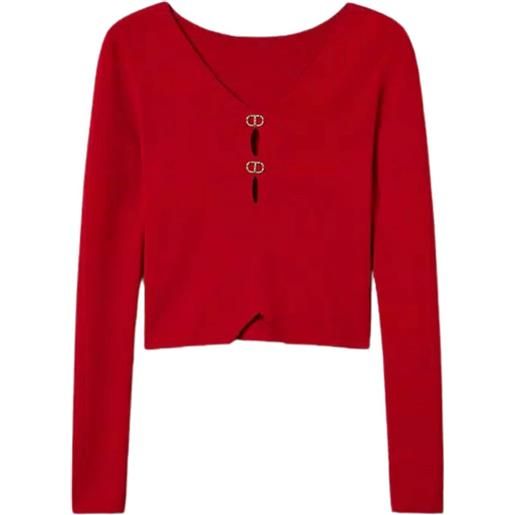 Twinset Milano maglia donna con doppio scollo a goccia rosso m