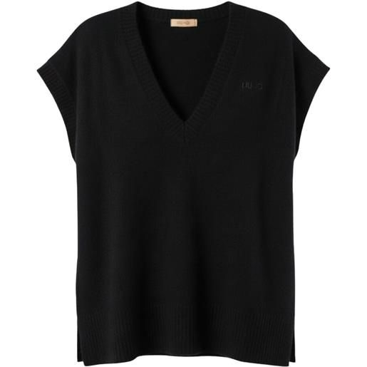 Liu Jo maglia donna smanicata in misto lana nero s
