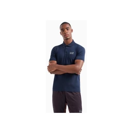 EA7 per uomo. 8npf14_pjvqz polo core identity in cotone stretch blu navy [3167547], casual, manica corta