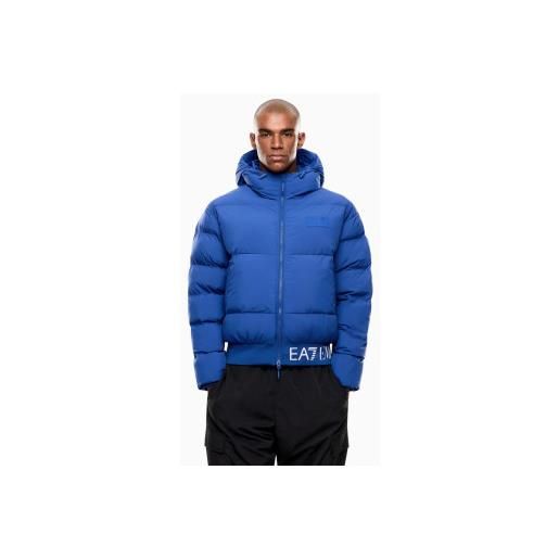 EA7 per uomo. 7m000710_af15951 giubbotto imbottito in tessuto tecnico con cappuccio e logo blu [3252507], casual, poliestere
