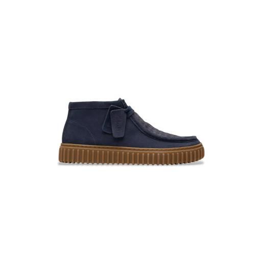 Clarks per uomo. 26183427 stivaletti alla caviglia in pelle blu navy torhill hi [3295125], basso, camoscio, stringhe, casual